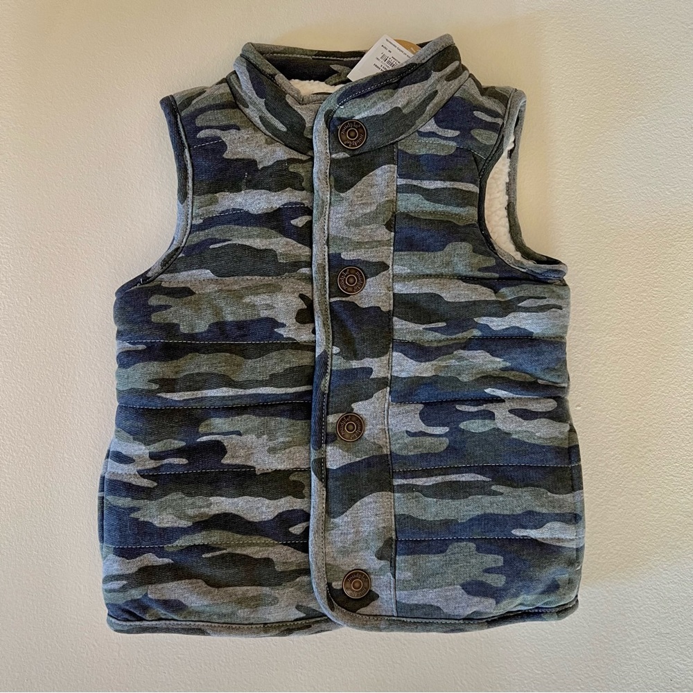 mud pie camo quilted sherpa lined vest